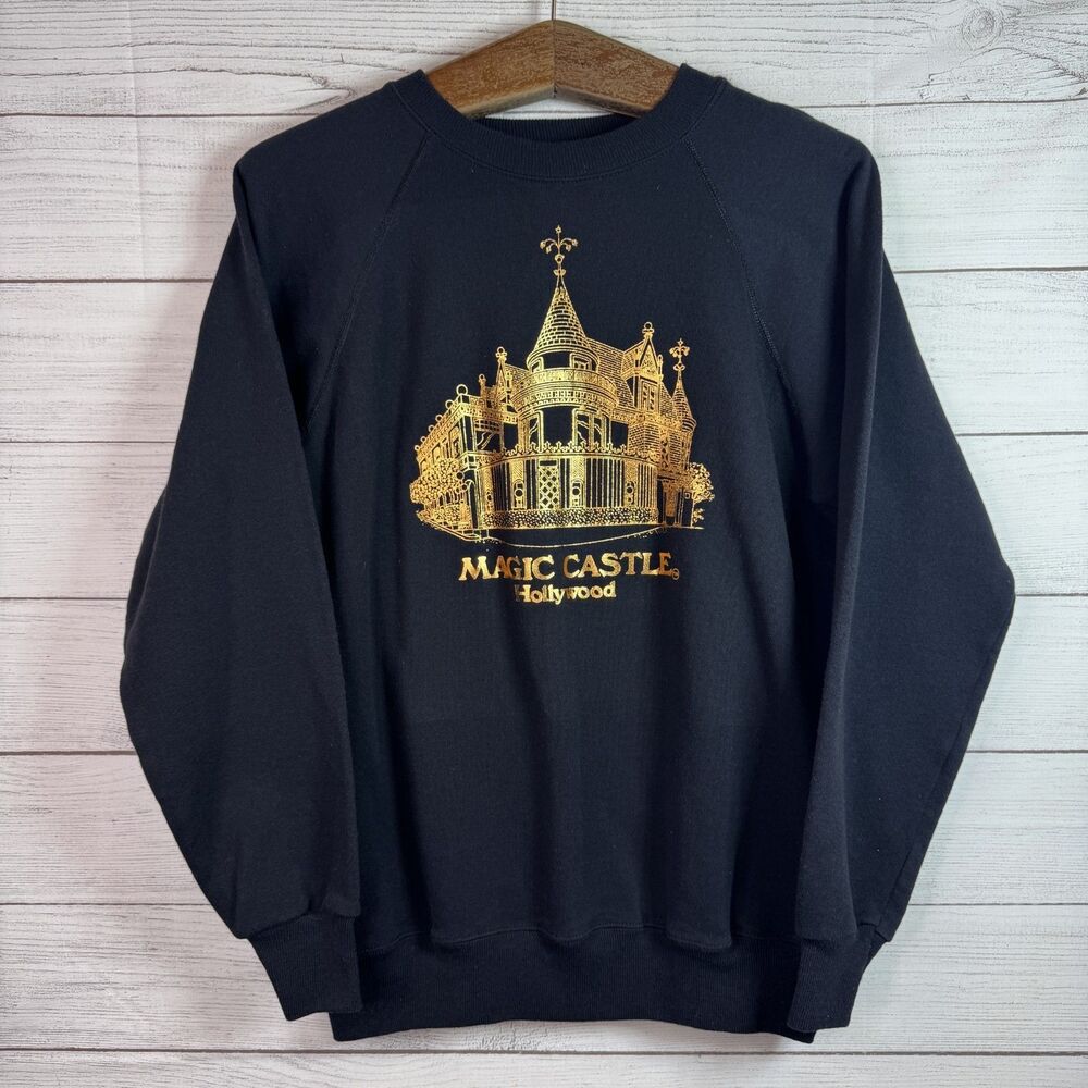 Vintage Magic Castle Hollywood Hanes Crewneck Sweatshirt Adult M Black USA Made